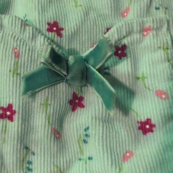Y2K Vintage Infant Girls Blue Floral Print Corduroy Romper 3/6 Months - Picture 4 of 5